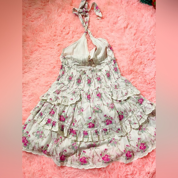 NWT LOVESHACKFANCY DEANNA HALTER DRESS ~ ROSE PICNIC LARGE - Picture 9 of 10
